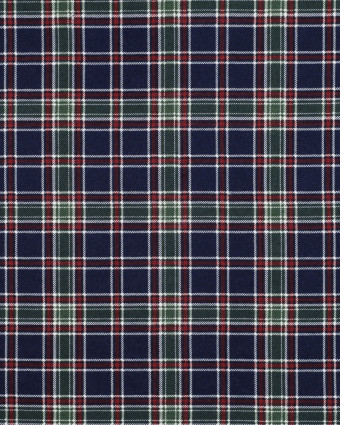 Tissu Flanelle Motif Tartan British Fond Bleu Marine - Mercerine