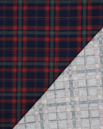 Tissu Flanelle Motif Tartan London Fond Bleu Marine - Mercerine