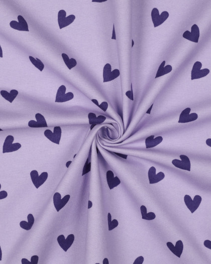 Tissu Flanelle Lilas Cœurs Violets - Mercerine