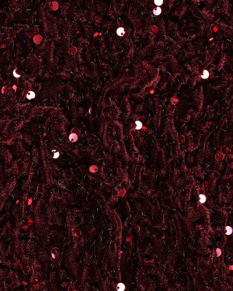 Tissu Sequins Sur Velours Texturé Bordeaux - Mercerine