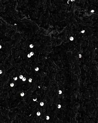 Tissu Sequins Sur Velours Texturé Noir - Mercerine