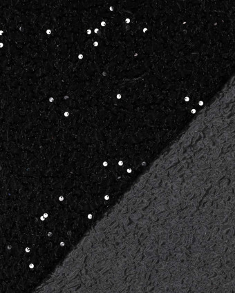 Tissu Sequins Sur Velours Texturé Noir - Mercerine