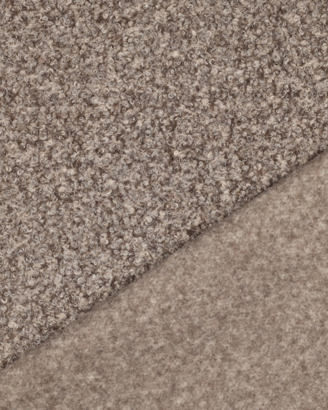 Tissu Bouclette Taupe Chiné - Mercerine