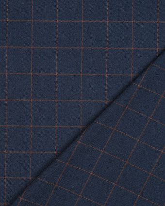 Tissu Tartan Stretch Bleu Carreaux Caramel - Mercerine