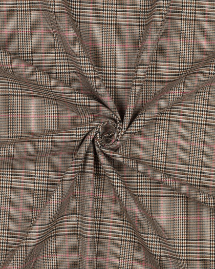 Tissu Tartan Stretch Classique Carreaux Roses - Mercerine