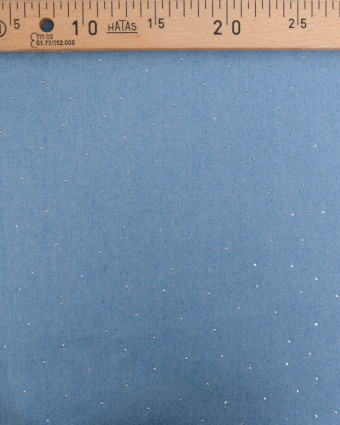 Tissu Jean Léger  Bleu Clair Strass Argent - Mercerine