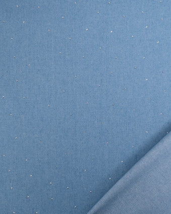 Tissu Jean Léger  Bleu Clair Strass Argent - Mercerine