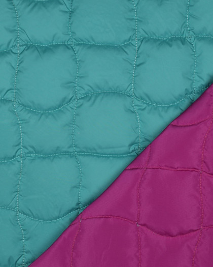 Tissu Matelassé Biface Vert d'Eau et Violine - Mercerine