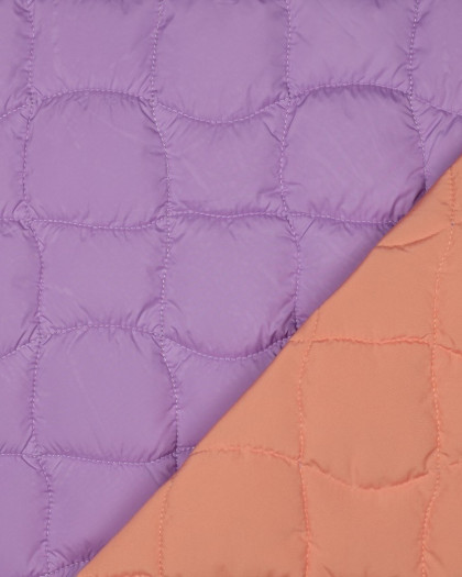 Tissu Matelassé Biface Lilas et Abricot - Mercerine