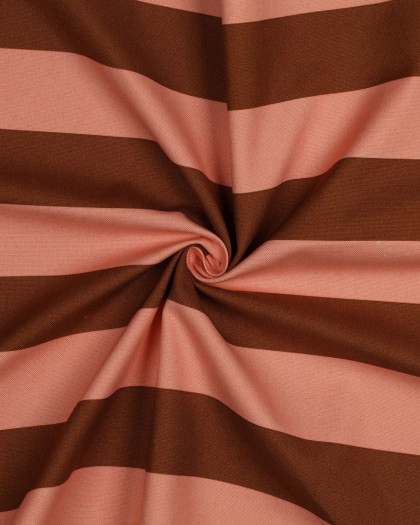 Tissu Canvas à Rayures Caramel et Saumon - Mercerine