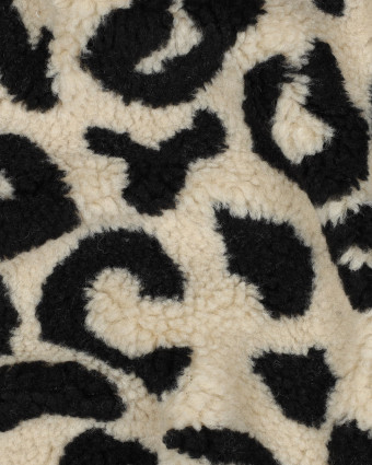 Tissu Mouton Sherpa Motif Léopard Beige et Noir - Mercerine