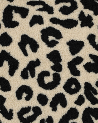 Tissu Mouton Sherpa Motif Léopard Beige et Noir - Mercerine