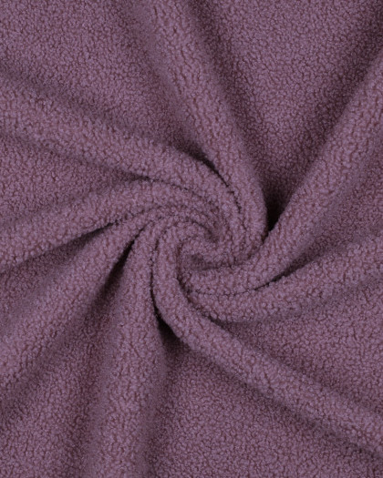 Tissu Petite Bouclette Mauve Envers Polaire  - Mercerine