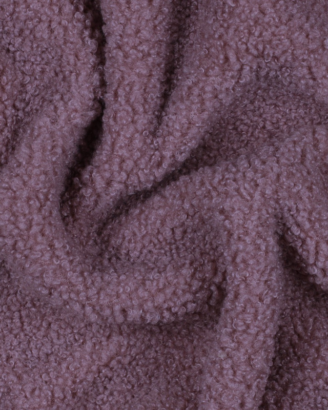 Tissu Petites Petites Bouclettes Mauve Envers Polaire 