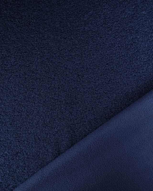 Tissu Petite Bouclette Bleu Marine Envers Polaire  - Mercerine