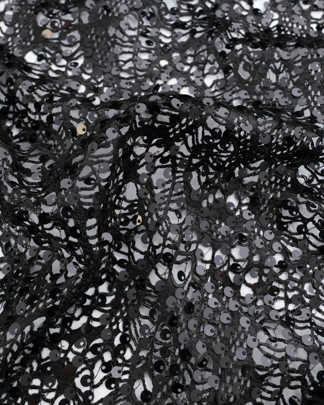 Tissu Dentelle Noir à Sequins  - Mercerine