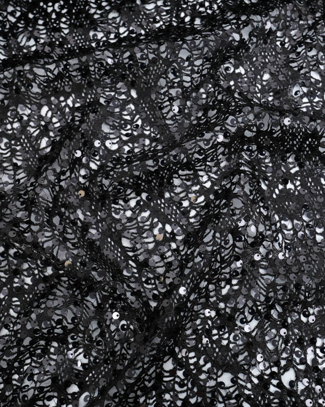 Tissu Dentelle Noir à Sequins  - Mercerine