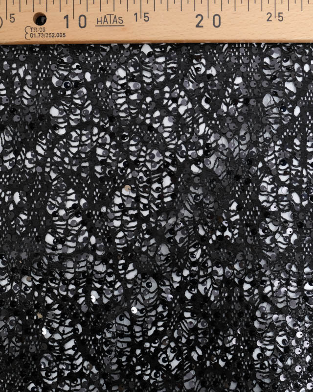 Tissu Dentelle Noir à Sequins  - Mercerine