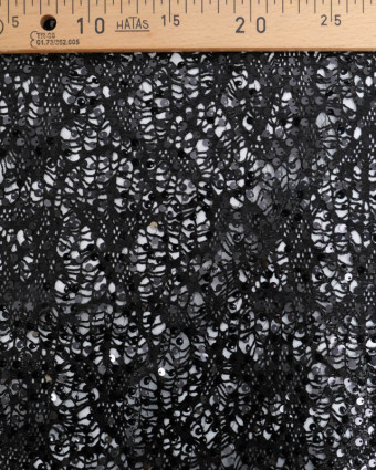 Tissu Dentelle Noir à Sequins  - Mercerine