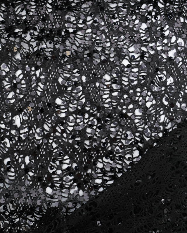Tissu Dentelle Noir à Sequins  - Mercerine