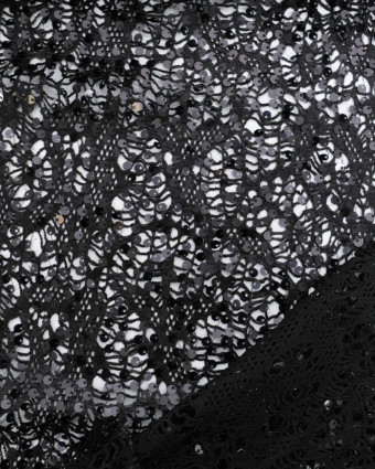 Tissu Dentelle Noir à Sequins  - Mercerine