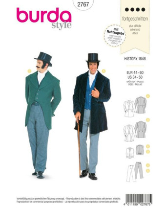 Patron Burda 2767 Historique Costume 1848  - Mercerine