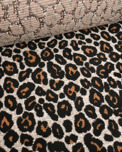 Tissu Jacquard Chenille Motif Léopard - Mercerine
