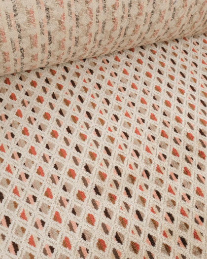 Tissu Jacquard Chenille Petits Losanges Colorés - Mercerine