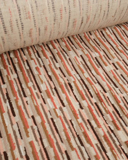 Tissu Jacquard Chenille Rayures Colorées - Mercerine