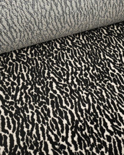 Tissu Jacquard Chenille Motif Tigré Noir - Mercerine