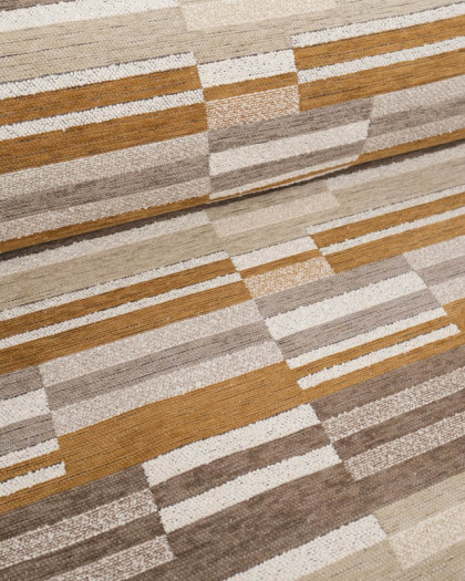 Tissu Jacquard Chenille Rayures Taupe et Camel - Mercerine