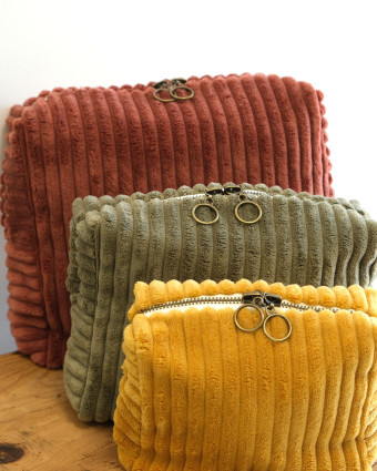 Pack Couture Trio Trousses Velours Côtelé  Moutarde - Mercerine