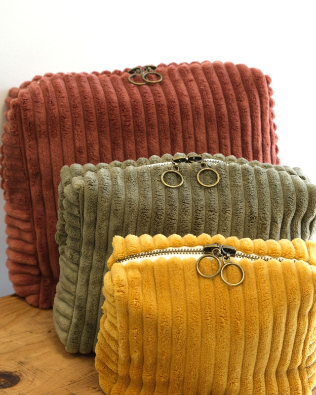 Pack Couture Trio Trousses Velours Côtelé  Marsala - Mercerine