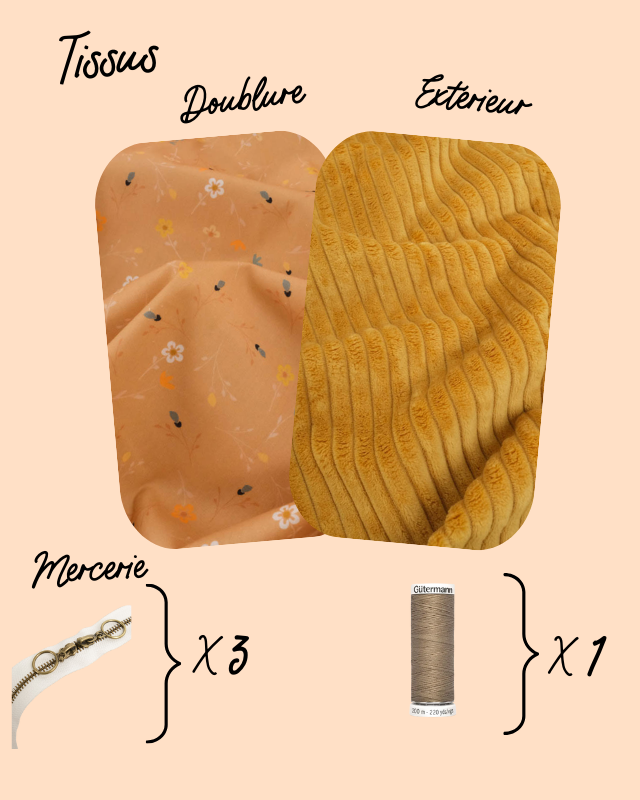 Pack Couture Trio Trousses Velours Côtelé  Moutarde - Mercerine