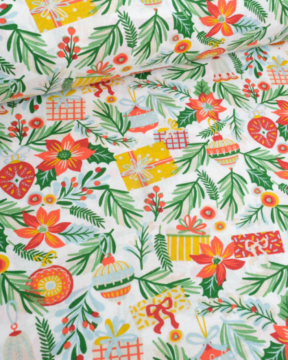 Tissu Percale de Coton Motif Esprit de Noël - Mercerine