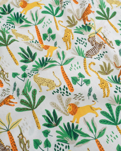 Tissu Percale de Coton Animaux de la Savane  - Mercerine