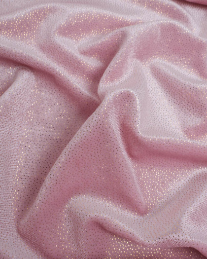 Tissu Velours Lycra Rose Lurex Doré - Mercerine