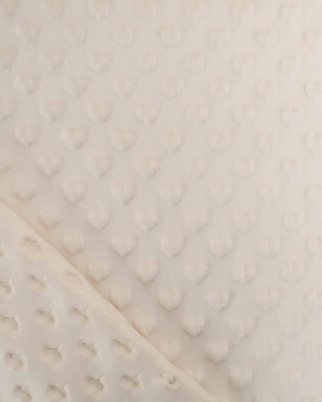 Tissu Minky Coeur Crème - Mercerine