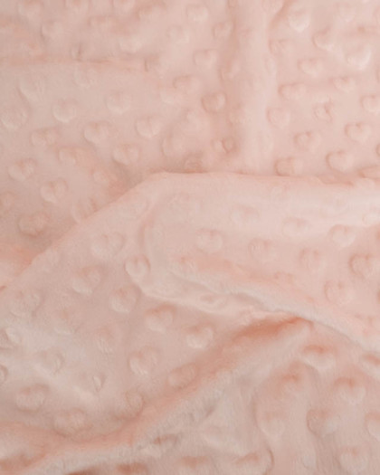 Tissu Minky Coeur Rose Clair - Mercerine