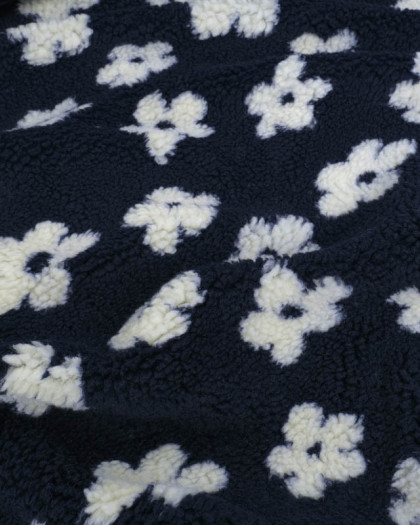 Tissu Sherpa Mouton Bloom Bleu Marine - Mercerine