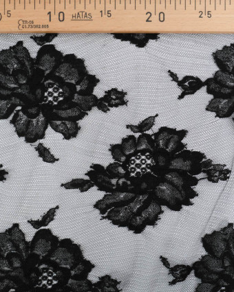 Dentelle Fabrication Française Noire Jolies Fleurs - Mercerine