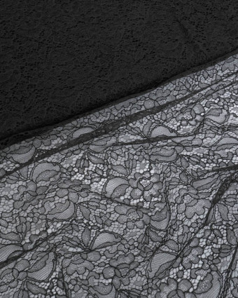 Dentelle Fabrication Française Noire Motif Floral - Mercerine