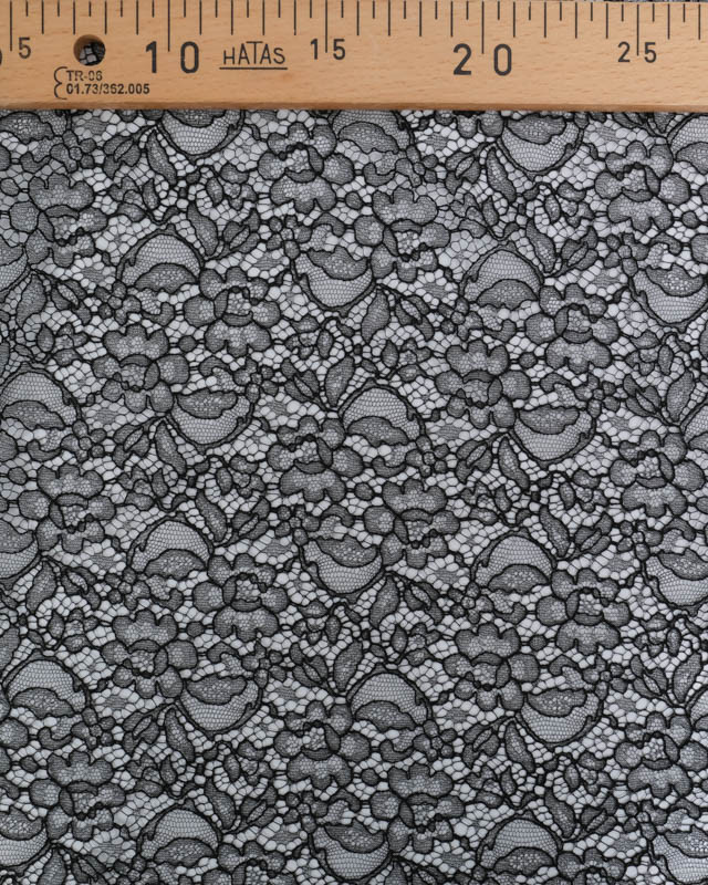 Dentelle Fabrication Française Noire Motif Floral - Mercerine