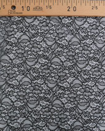 Dentelle Fabrication Française Noire Motif Floral - Mercerine