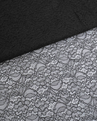 Dentelle Fabrication Française Noire Motif Floral - Mercerine