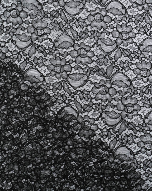 Dentelle Fabrication Française Noire Motif Floral - Mercerine