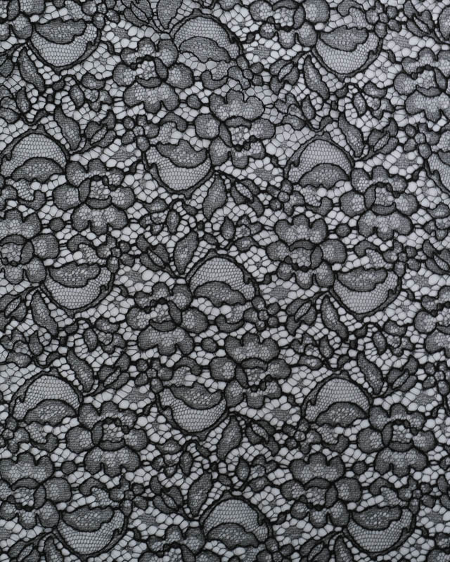 Dentelle Fabrication Française Noire Motif Floral - Mercerine