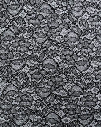 Dentelle Fabrication Française Noire Motif Floral - Mercerine