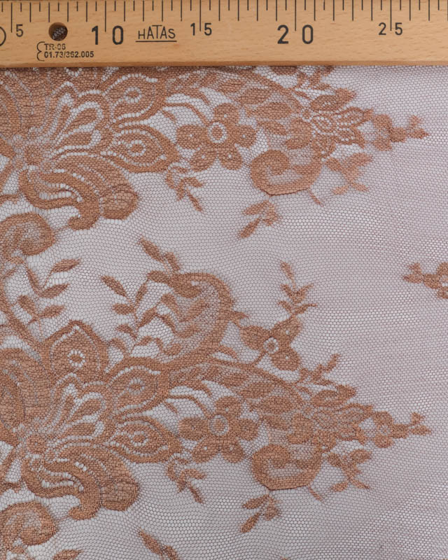 Dentelle Fabrication Française Bordeaux Motif Floral Bronze - Mercerine