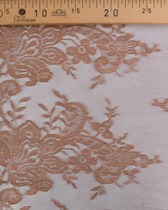 Dentelle Fabrication Française Bordeaux Motif Floral Bronze - Mercerine